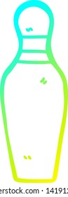 cold gradient line drawing of a cartoon bowling pin