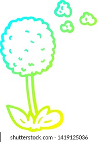 dibujo de línea de degradado frío de una flor de dibujos animados