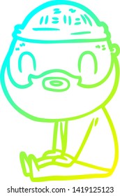 cold gradient line drawing of a cartoon bearded man