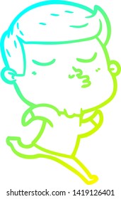 dibujo de línea de gradiente frío de un tipo de modelo de dibujos animados puliendo