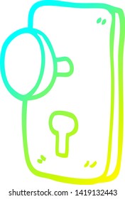 dibujo de línea de gradiente frío de un mango de puerta de dibujos animados