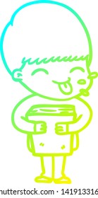dibujo de línea de degradado frío de un niño de dibujos animados