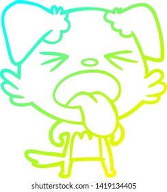 cold gradient line drawing of a cartoon disgusted dog