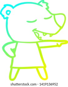 cold gradient line drawing of a cartoon bear