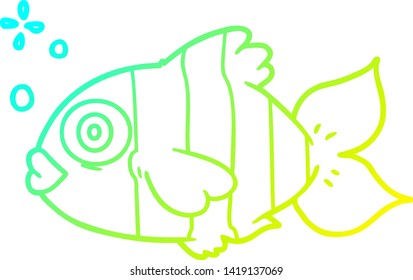 dibujo de línea de degradado frío de un pez exótico de dibujos animados