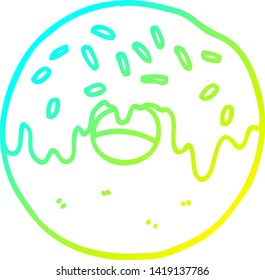 cold gradient line drawing of a cartoon donut
