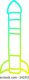 cold gradient line drawing of a cartoon tall rocket