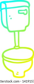 desenho de linha de gradiente frio de um vaso sanitário fechado de desenho animado