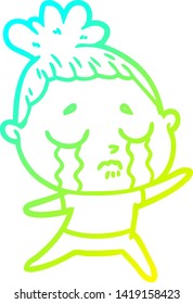 dibujo de una mujer llorando con gradiente frío
