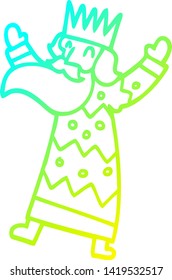 cold gradient line drawing of a cartoon jolly king