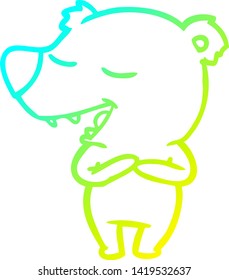 cold gradient line drawing of a cartoon polar bear