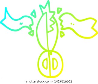 cold gradient line drawing of a cartoon ceremony scissors