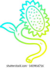 cold gradient line drawing of a cartoon sunflower