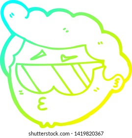 cold gradient line drawing of a cartoon boy wearing sunglasses