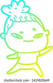dibujo de línea de gradiente frío de una mujer caricaturista