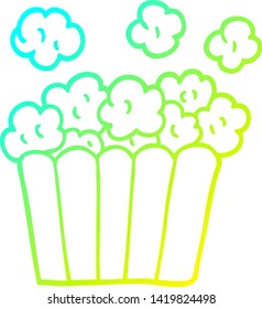 cold gradient line drawing of a cartoon cinema popcorn