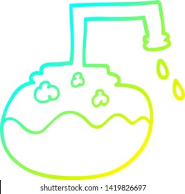 cold gradient line drawing of a cartoon bubbling chemicals
