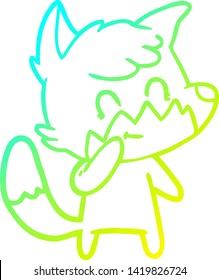 cold gradient line drawing of a cartoon friendly fox