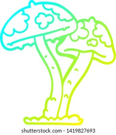 cold gradient line drawing of a cartoon mushroom