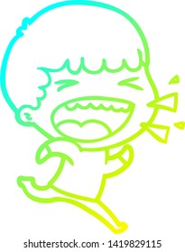 cold gradient line drawing of a cartoon laughing man