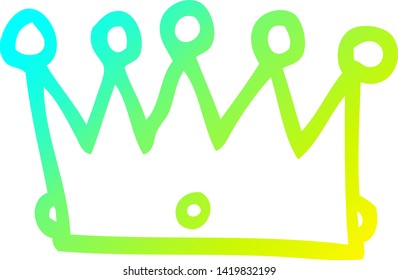 cold gradient line drawing of a cartoon crown