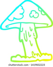cold gradient line drawing of a cartoon mushroom