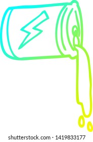 cold gradient line drawing of a cartoon pouring soda can
