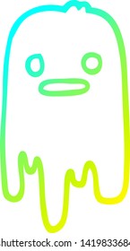 cold gradient line drawing of a cartoon spooky ghost