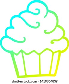 desenho de linha de gradiente frio de um bolinho de desenho animado