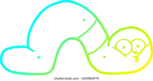 cold gradient line drawing of a cartoon worm