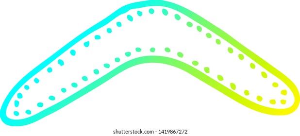 cold gradient line drawing of a cartoon boomerang