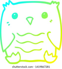 cold gradient line drawing of a cartoon owl