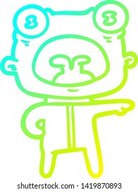 cold gradient line drawing of a cartoon weird alien communicating