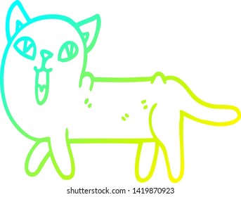 cold gradient line drawing of a cartoon funny cat