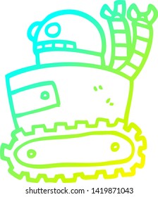 cold gradient line drawing of a cartoon robot
