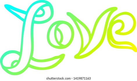 dibujo de línea de degradado frío de un cartel de amor de caricatura
