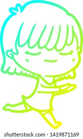dibujo de línea de gradiente frío de una mujer caricaturista