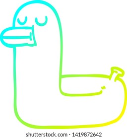 cold gradient line drawing of a cartoon yellow ring duck