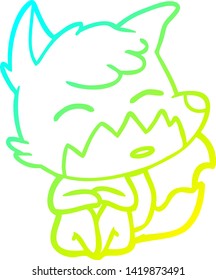 cold gradient line drawing of a cartoon fox