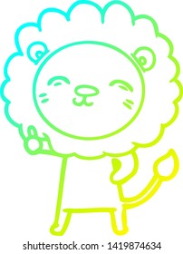 dibujo de línea de gradiente frío de un león de dibujos animados