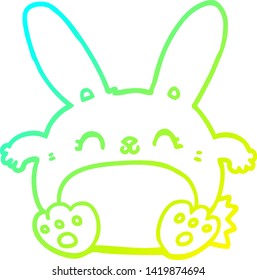 dibujo de línea de degradado frío de un conejo de dibujos animados