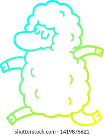 cold gradient line drawing of a cartoon sheep running