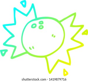 cold gradient line drawing of a cartoon bowling ball