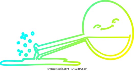 dibujo de línea de gradiente frío de una caricatura de químicos derramados