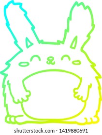 kalte Farbverlauf-Linienzeichnung eines Cartoon-Furry-Kaninchen