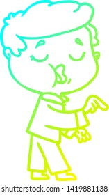 dibujo de línea de degradado frío de un hombre de dibujos animados hablando