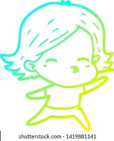 dibujo de línea de gradiente frío de una mujer caricaturista