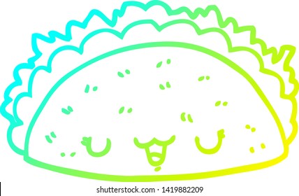 cold gradient line drawing of a cartoon taco