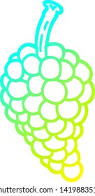 dibujo en línea de gradiente frío de un grupo de uvas de dibujos animados