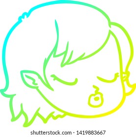 dibujo de línea de gradiente frío de una caricatura de la cara de una chica vampiro